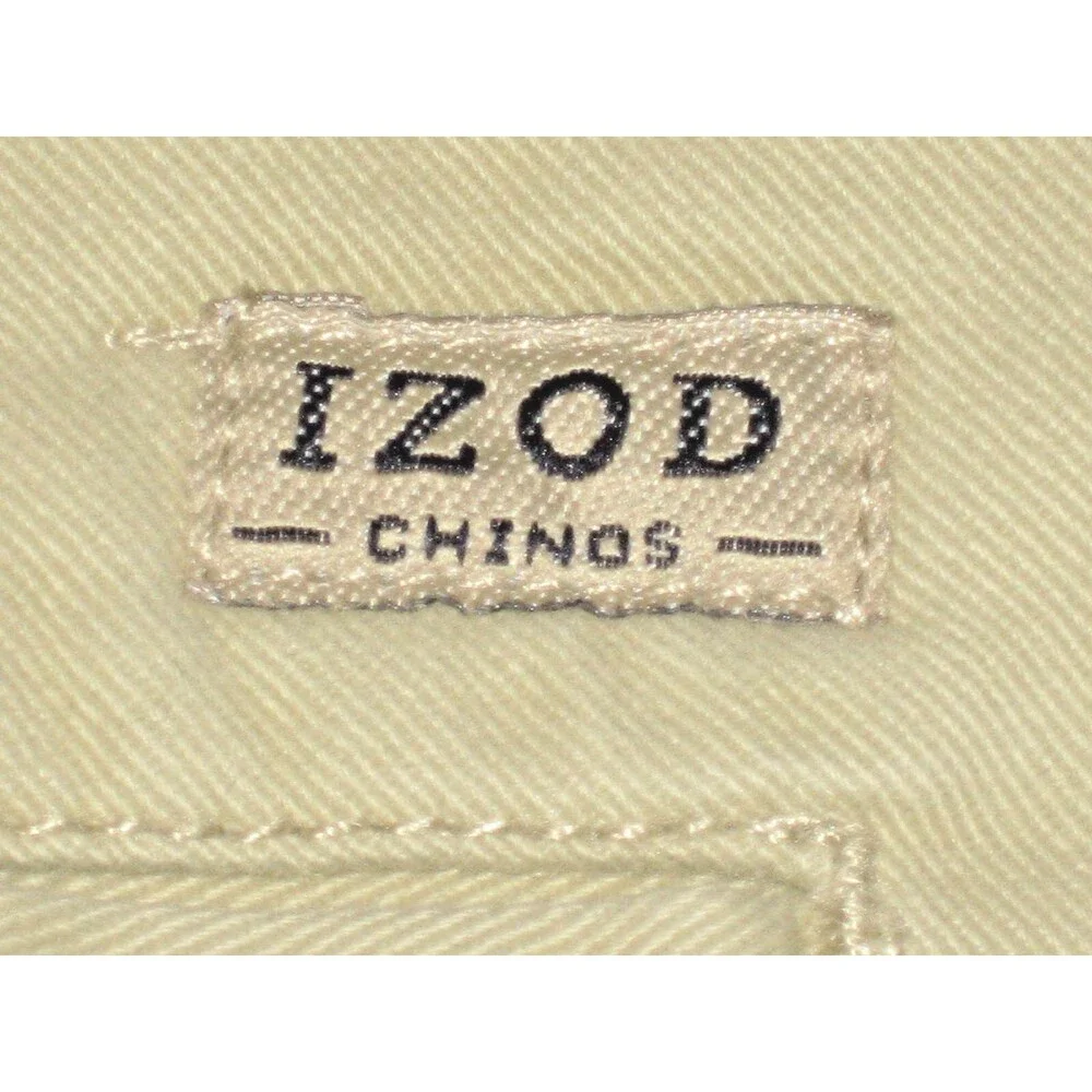 Mens Izod Khaki Cotton Chino Pleated Walking Shorts sz 32 x 8